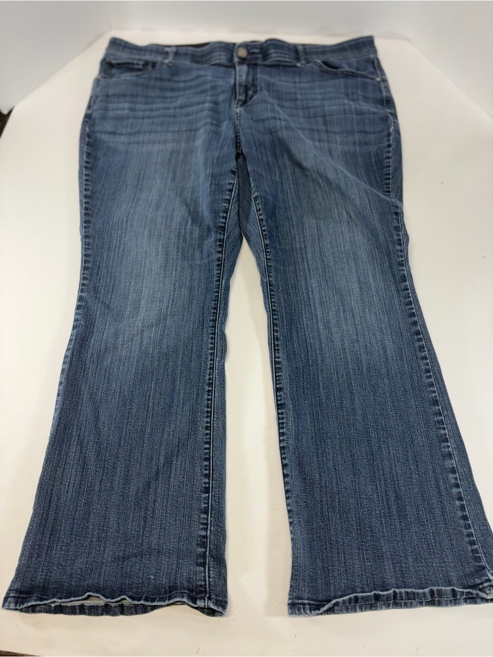 EVRI Plus Size Blue Bootcut Jeans Stretch Waist 22W 22WS Medium Wash Denim